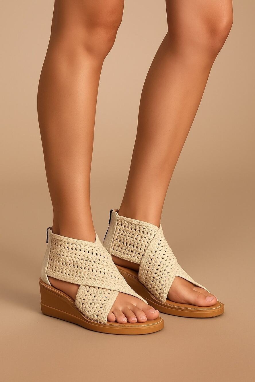 Børn “Iwa Mac” Cream Woven Peep Toe Sandals | Size 6M | NEW